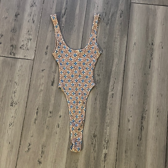 Heavy Manners Tops - Heavy Manners That Body Shapes Ribbed Pink High Cut 90’s Bodysuit One Piece XS